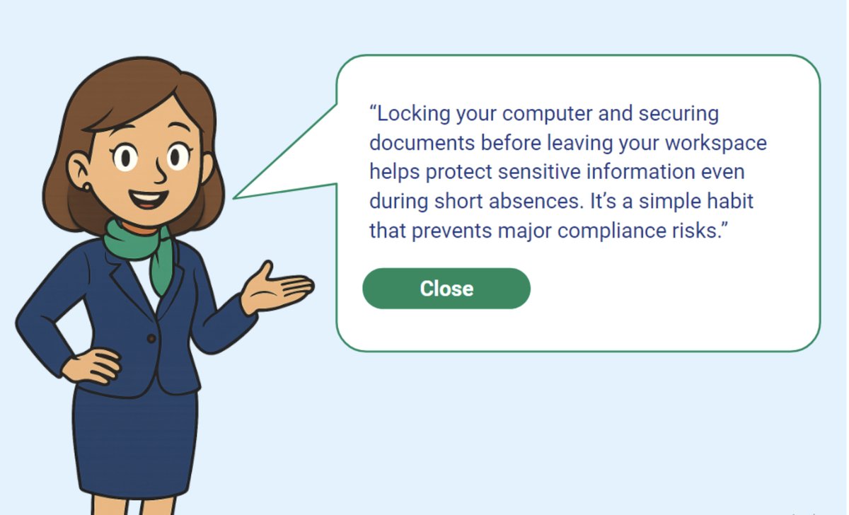 Prototype screen showing the mentor character offering guidance