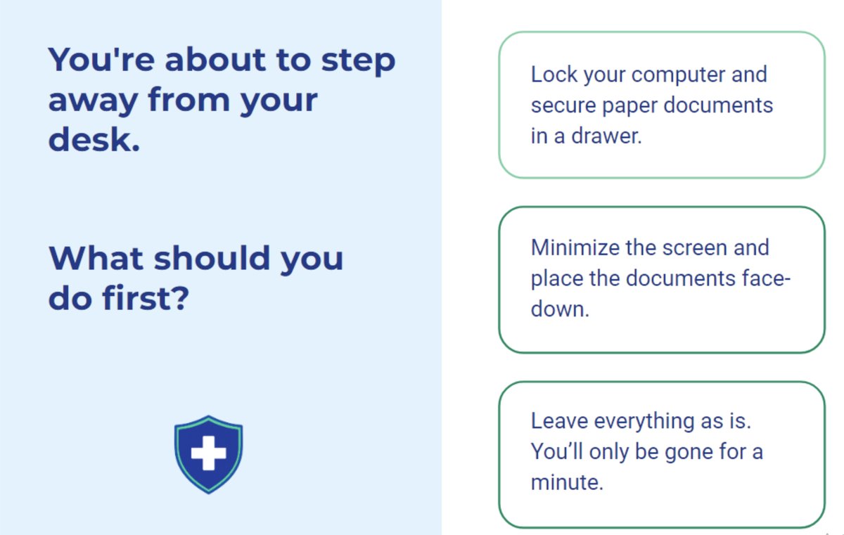 Prototype screen showing the Question 1 scenario with three answer choices